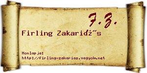 Firling Zakariás névjegykártya